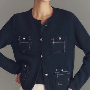 NVLT Knit Topstitch Sweater Jacket